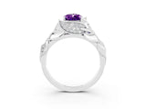 White gold Pear Cut Solitaire Leaf-Inspired Engagement Ring with Prong Setting_3