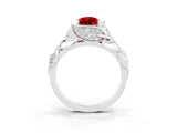White gold Pear Cut Solitaire Leaf-Inspired Engagement Ring with Prong Setting_3