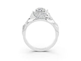 White gold Pear Cut Solitaire Leaf-Inspired Engagement Ring with Prong Setting_3