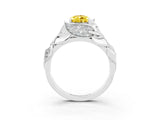 White gold Pear Cut Solitaire Leaf-Inspired Engagement Ring with Prong Setting_3