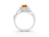 White gold Pear Cut Solitaire Leaf-Inspired Engagement Ring with Prong Setting_3