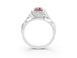 White gold Pear Cut Solitaire Leaf-Inspired Engagement Ring with Prong Setting_3