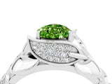 White gold Pear Cut Solitaire Leaf-Inspired Engagement Ring with Prong Setting_4