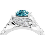 White gold Pear Cut Solitaire Leaf-Inspired Engagement Ring with Prong Setting_4