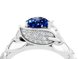 White gold Pear Cut Solitaire Leaf-Inspired Engagement Ring with Prong Setting_4
