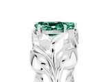 White gold Pear Cut Solitaire Leaf-Inspired Engagement Ring with Prong Setting_5