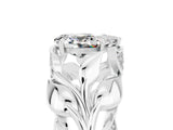 White gold Pear Cut Solitaire Leaf-Inspired Engagement Ring with Prong Setting_5