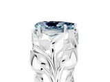 White gold Pear Cut Solitaire Leaf-Inspired Engagement Ring with Prong Setting_5