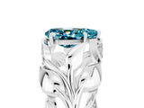 White gold Pear Cut Solitaire Leaf-Inspired Engagement Ring with Prong Setting_5