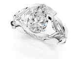 White gold Pear Cut Solitaire Leaf-Inspired Engagement Ring with Prong Setting_8
