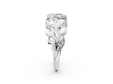 White gold Pear Cut Solitaire Leaf-Inspired Engagement Ring with Prong Setting_9