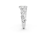 White gold Pear Cut Solitaire Moissanite Leaf-Inspired Vine Band Ring with Prong Setting_2