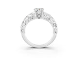 White gold Pear Cut Solitaire Moissanite Leaf-Inspired Vine Band Ring with Prong Setting_3