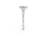 White gold Pear Cut Solitaire Moissanite Ring with Pave Band and Four-Prong Setting_2