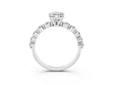 White gold Pear Cut Solitaire Moissanite Ring with Pave Band and Four-Prong Setting_3