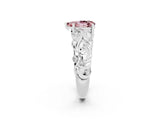 White gold Pear Cut Solitaire Morganite Leaf-Inspired Vine Band Ring with Prong Setting_2