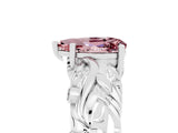 White gold Pear Cut Solitaire Morganite Leaf-Inspired Vine Band Ring with Prong Setting_5