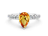 White gold Pear Cut Solitaire Pave Diamond Engagement Ring with Four-Prong Setting_12
