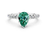 White gold Pear Cut Solitaire Pave Diamond Engagement Ring with Four-Prong Setting_12