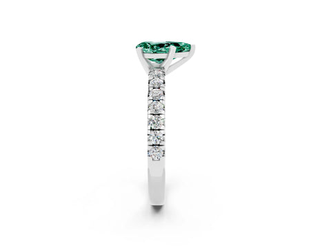 White gold Pear Cut Solitaire Pave Diamond Engagement Ring with Four-Prong Setting_14