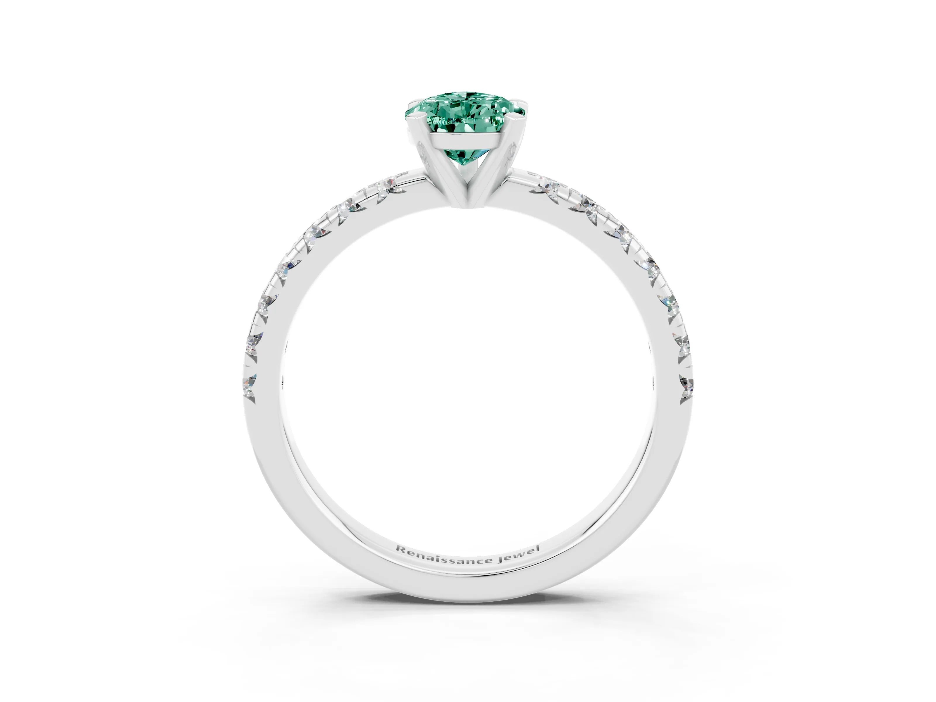 White gold Pear Cut Solitaire Pave Diamond Engagement Ring with Four-Prong Setting_15