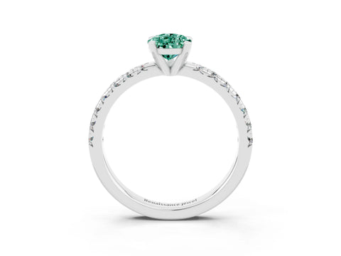 White gold Pear Cut Solitaire Pave Diamond Engagement Ring with Four-Prong Setting_15