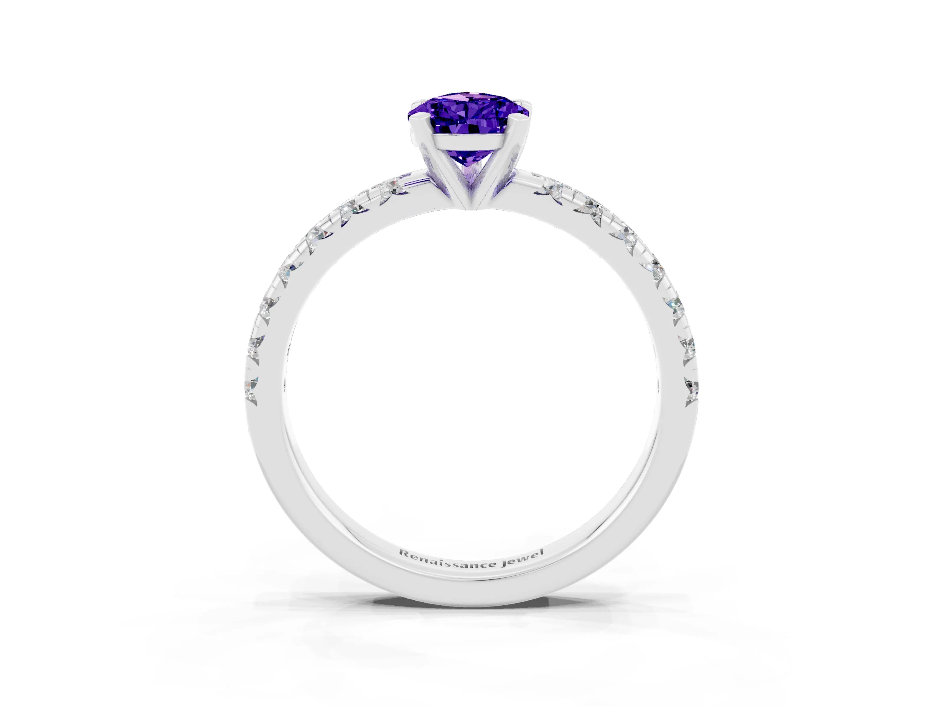 White gold Pear Cut Solitaire Pave Diamond Engagement Ring with Four-Prong Setting_15