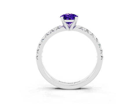 White gold Pear Cut Solitaire Pave Diamond Engagement Ring with Four-Prong Setting_15