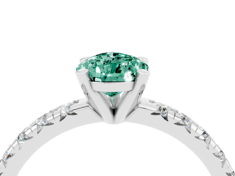White gold Pear Cut Solitaire Pave Diamond Engagement Ring with Four-Prong Setting_16