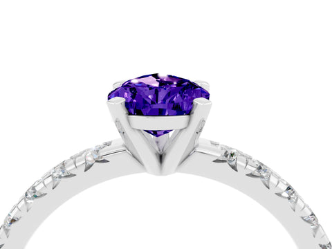 White gold Pear Cut Solitaire Pave Diamond Engagement Ring with Four-Prong Setting_16