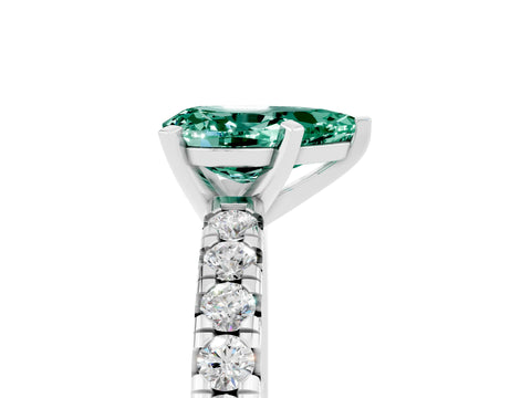 White gold Pear Cut Solitaire Pave Diamond Engagement Ring with Four-Prong Setting_17