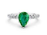 White gold Pear Cut Solitaire Pave Diamond Engagement Ring with Four-Prong Setting_24