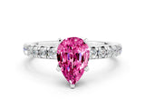White gold Pear Cut Solitaire Pave Diamond Engagement Ring with Four-Prong Setting_24