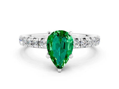 White gold Pear Cut Solitaire Pave Diamond Engagement Ring with Four-Prong Setting_24