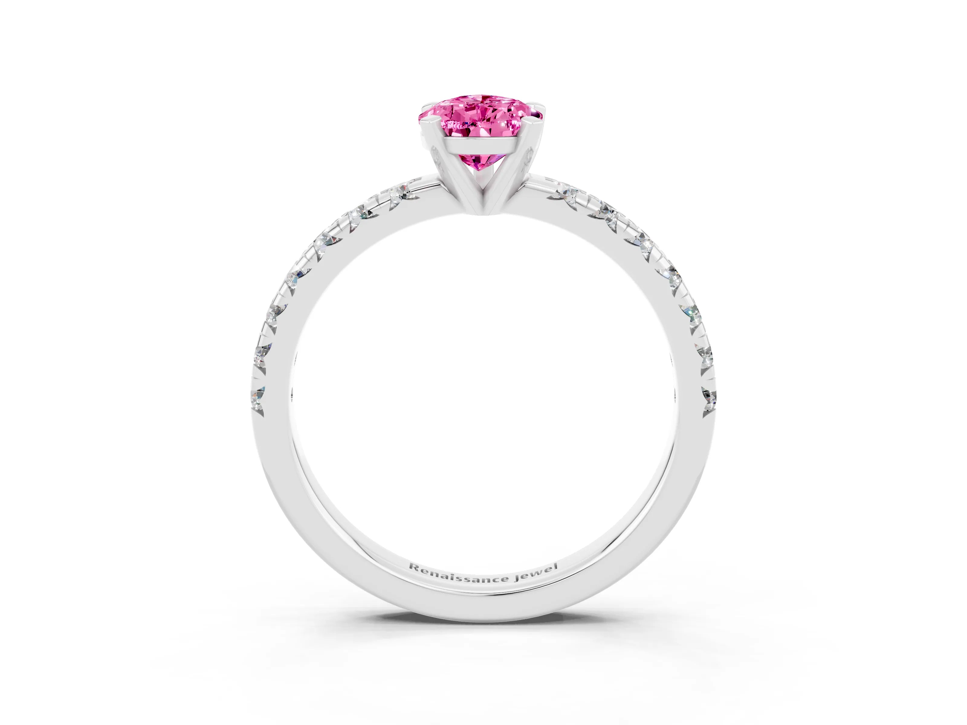 White gold Pear Cut Solitaire Pave Diamond Engagement Ring with Four-Prong Setting_27