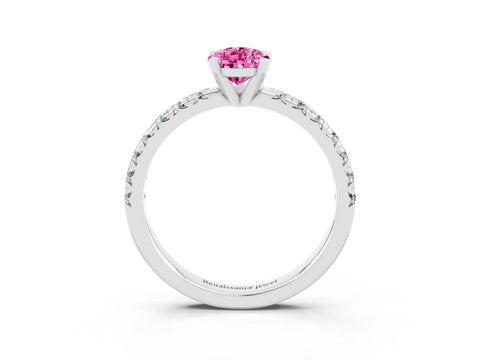 White gold Pear Cut Solitaire Pave Diamond Engagement Ring with Four-Prong Setting_27