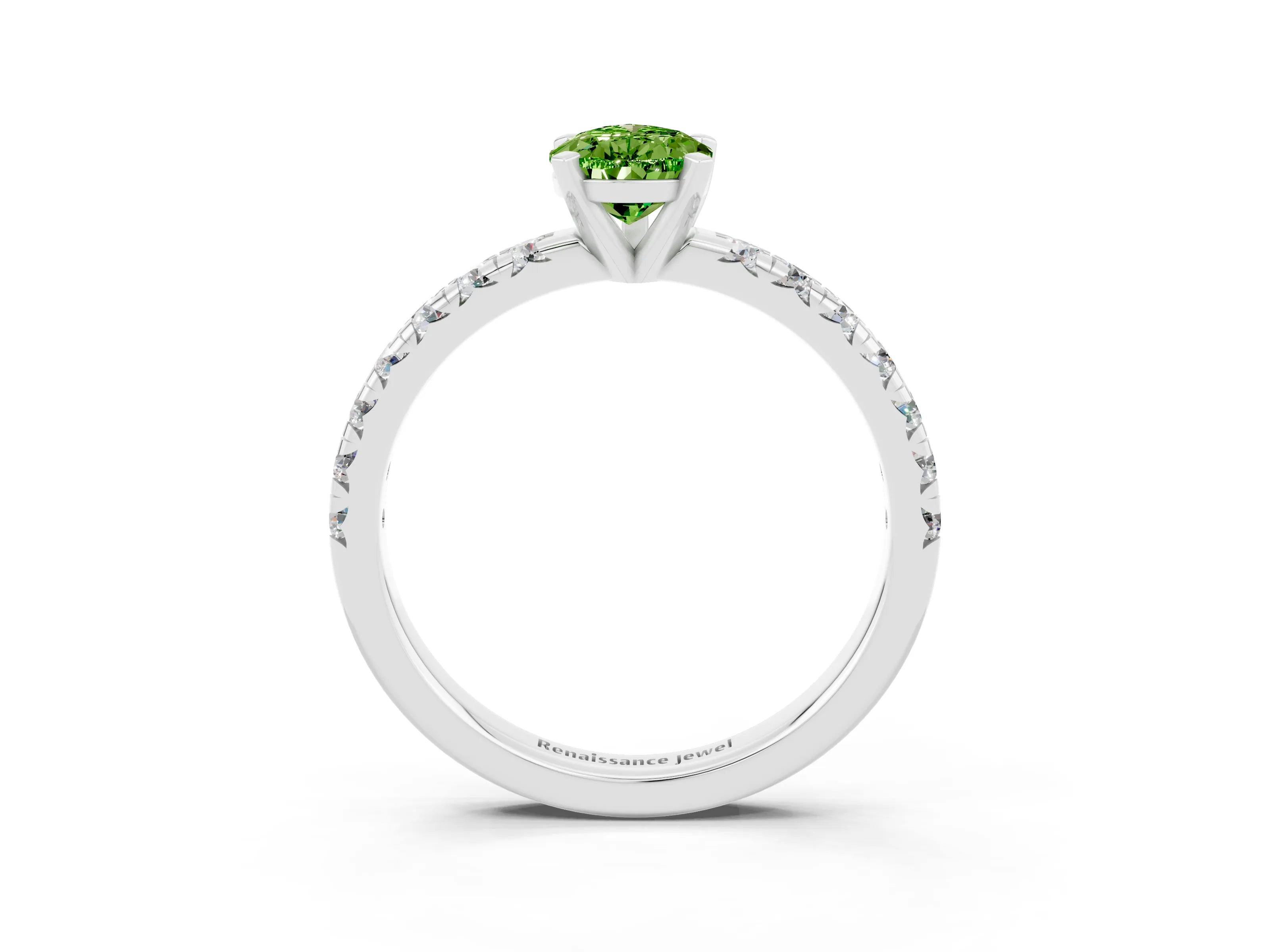 White gold Pear Cut Solitaire Pave Diamond Engagement Ring with Four-Prong Setting_27