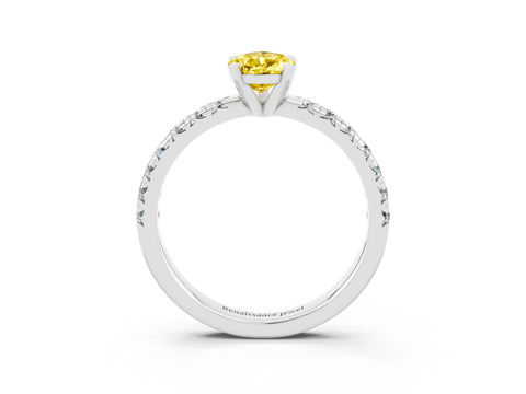 White gold Pear Cut Solitaire Pave Diamond Engagement Ring with Four-Prong Setting_27