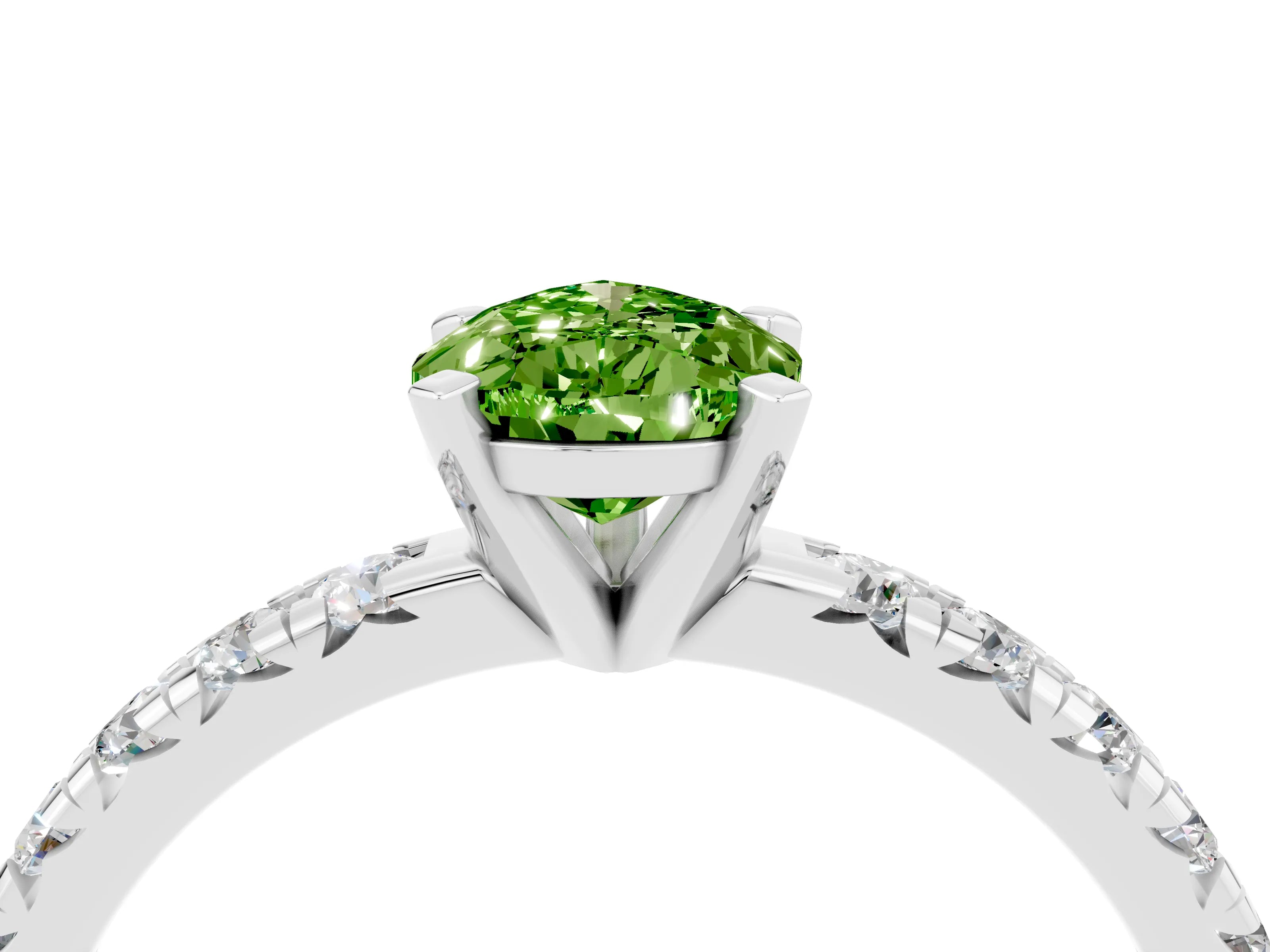 White gold Pear Cut Solitaire Pave Diamond Engagement Ring with Four-Prong Setting_28