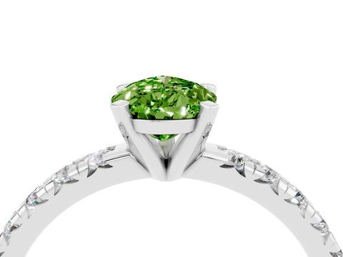 White gold Pear Cut Solitaire Pave Diamond Engagement Ring with Four-Prong Setting_28