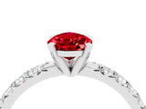 White gold Pear Cut Solitaire Pave Diamond Engagement Ring with Four-Prong Setting_28