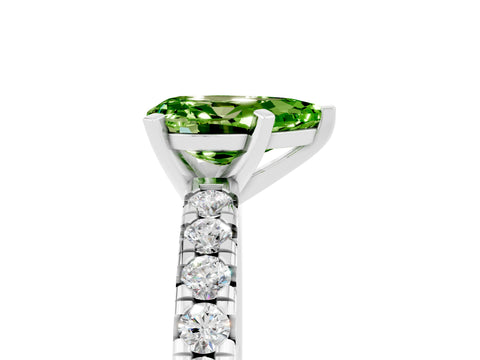 White gold Pear Cut Solitaire Pave Diamond Engagement Ring with Four-Prong Setting_29