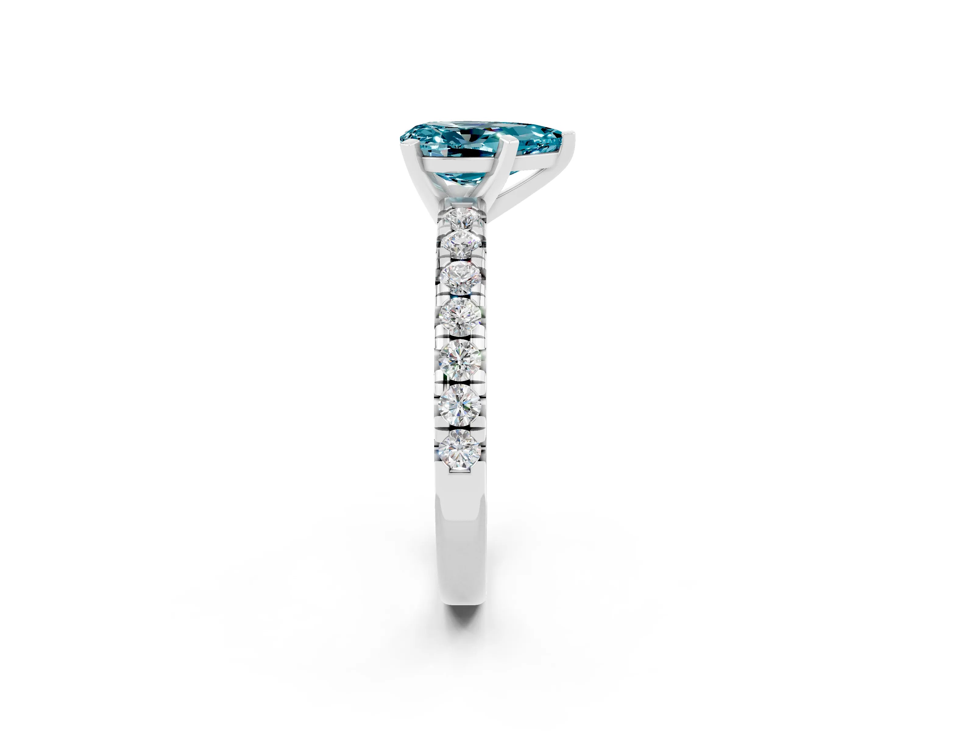 White gold Pear Cut Solitaire Pave Diamond Engagement Ring with Four-Prong Setting_2
