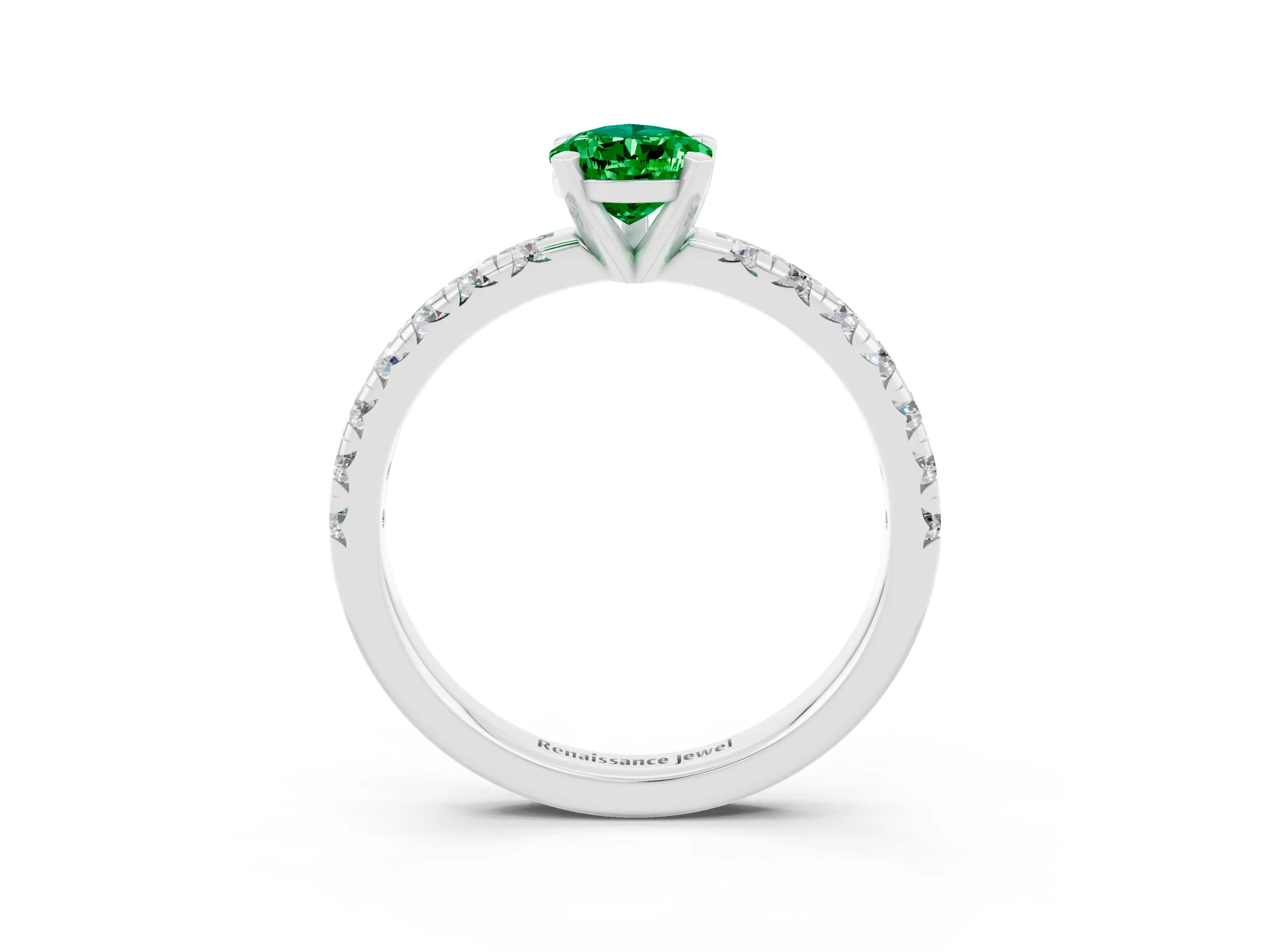 White gold Pear Cut Solitaire Pave Diamond Engagement Ring with Four-Prong Setting_3