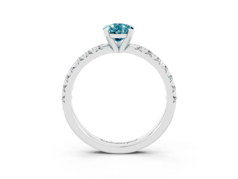 White gold Pear Cut Solitaire Pave Diamond Engagement Ring with Four-Prong Setting_3