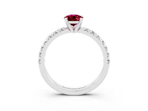 White gold Pear Cut Solitaire Pave Diamond Engagement Ring with Four-Prong Setting_3