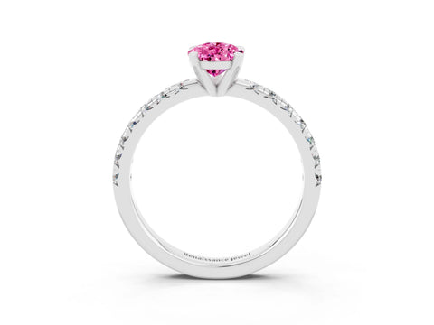 White gold Pear Cut Solitaire Pave Diamond Engagement Ring with Four-Prong Setting_3