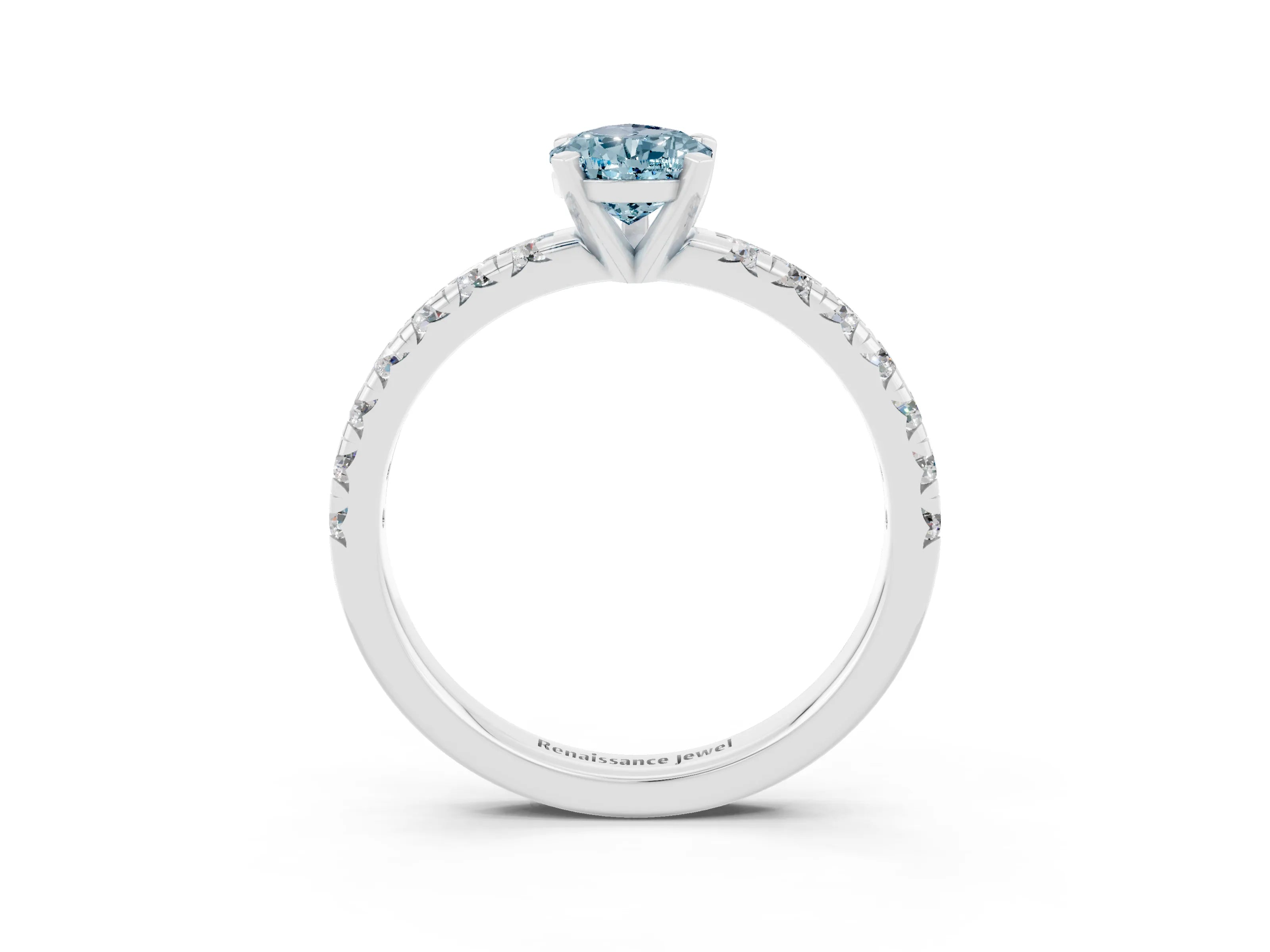 White gold Pear Cut Solitaire Pave Diamond Engagement Ring with Four-Prong Setting_3