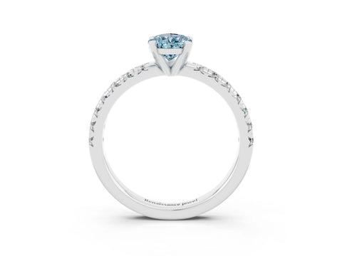 White gold Pear Cut Solitaire Pave Diamond Engagement Ring with Four-Prong Setting_3
