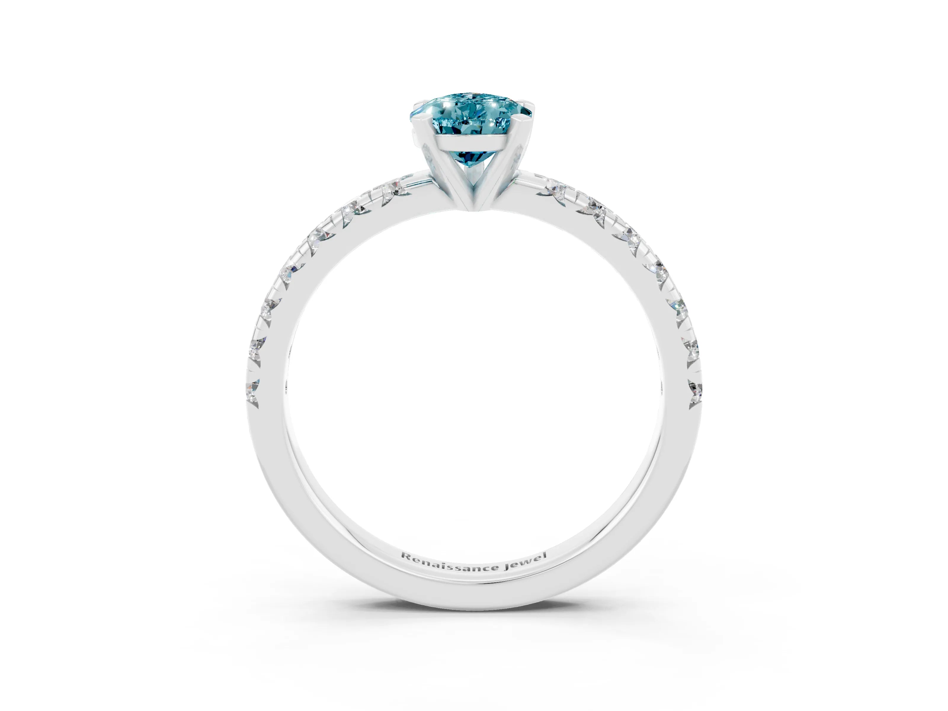White gold Pear Cut Solitaire Pave Diamond Engagement Ring with Four-Prong Setting_3